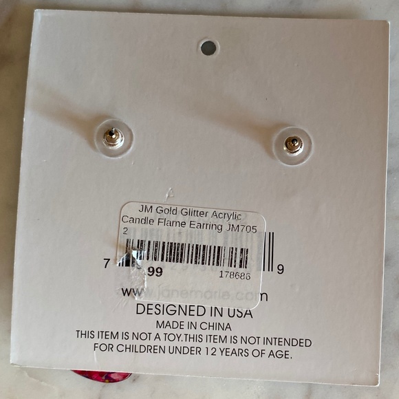 Jane Marie Gold Glitter Acrylic candle flame/Big "21" Metallic Confetti Earrings - Picture 3 of 5